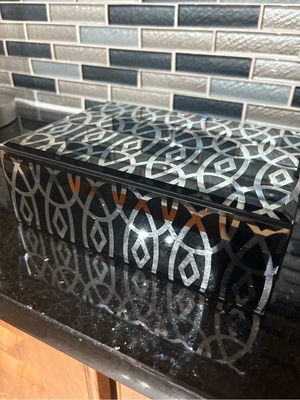 Decorative Black and Silver Patterned Jewelry/Storage Box